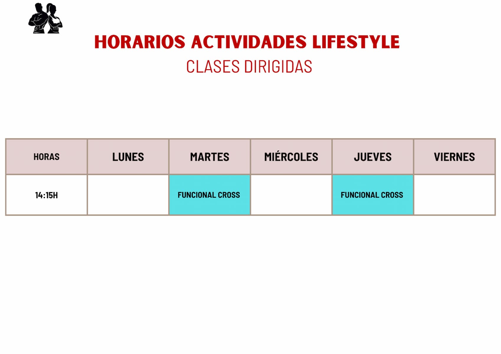 horario actividades clases dirigidas en agosto de 2025