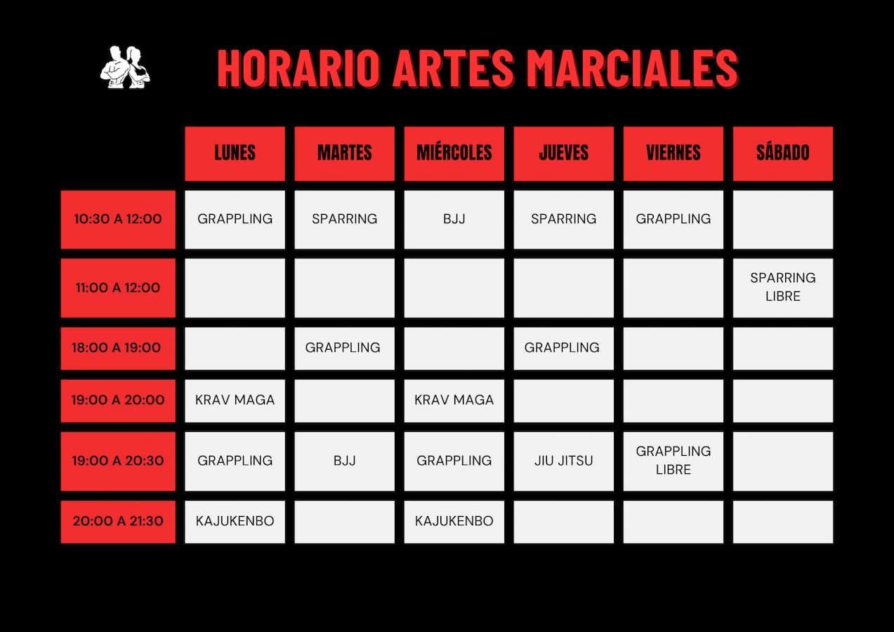 horario clases artes marciales