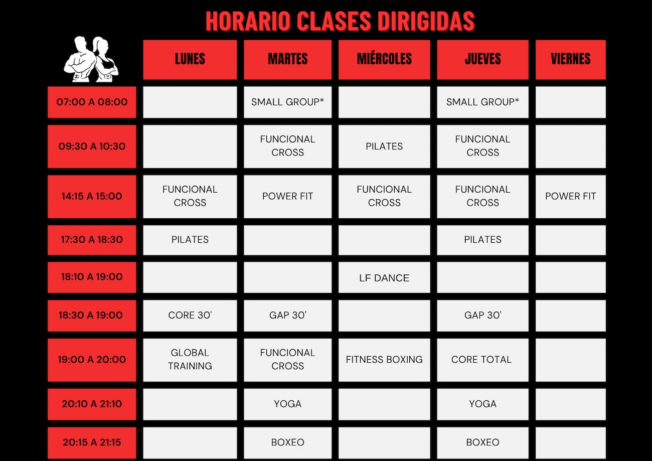 nuevo horario clases dirigidas