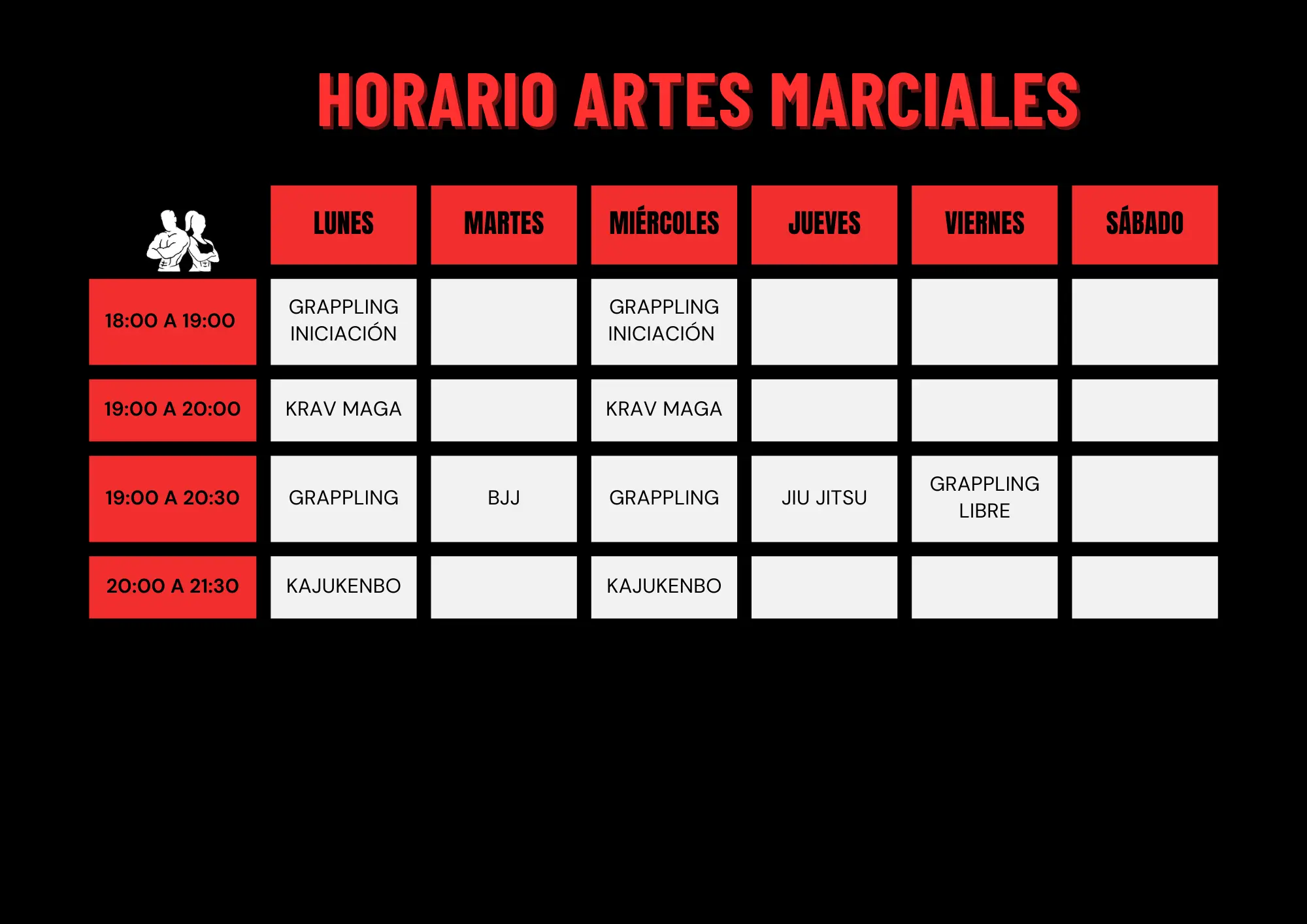 horario artes marciales diciembre