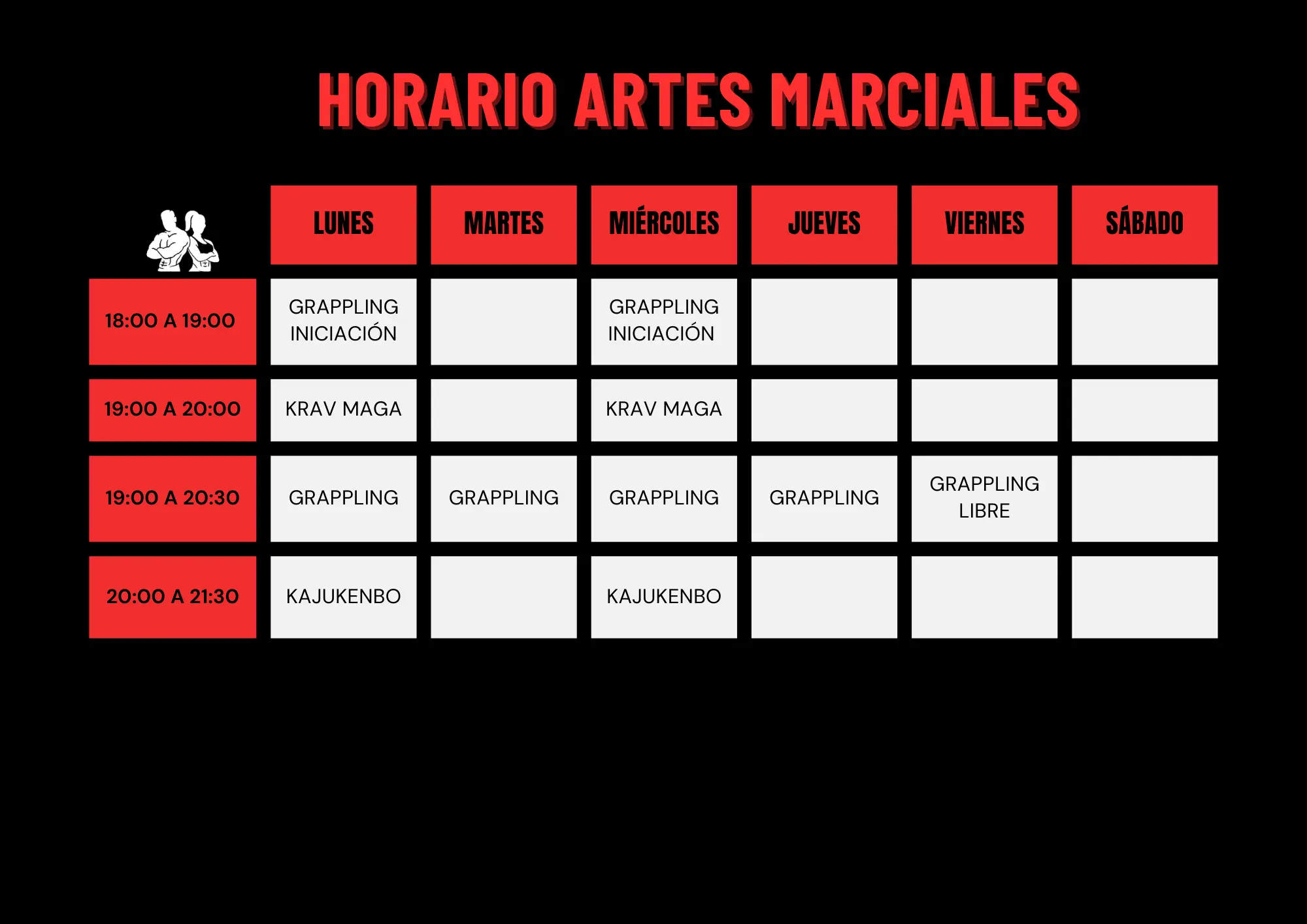 horario nuevo artes marciales febrero