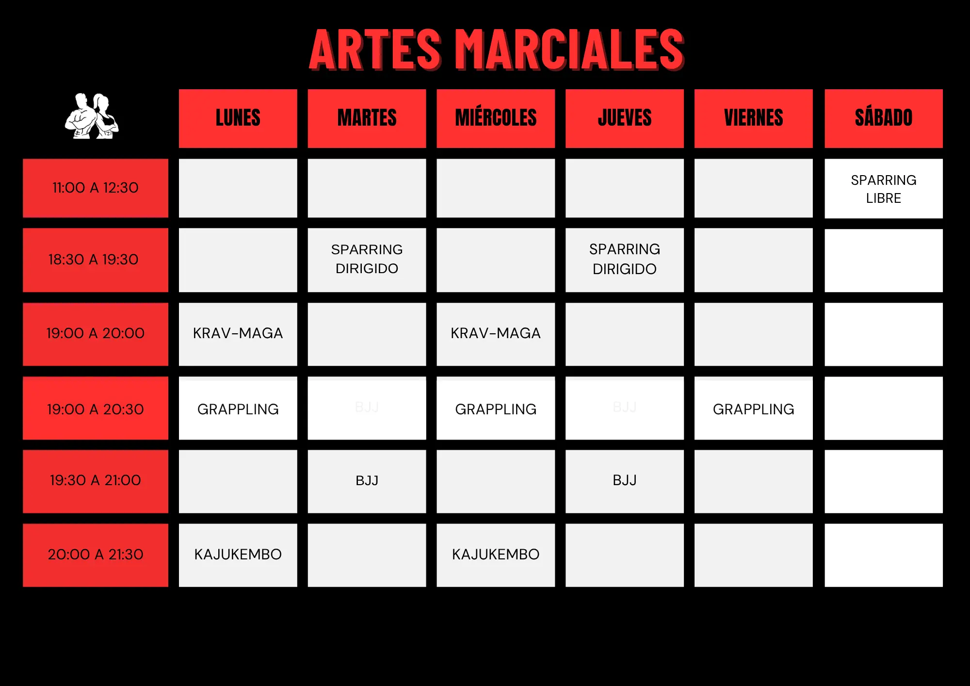 nuevo horario artes marciales abril 2026