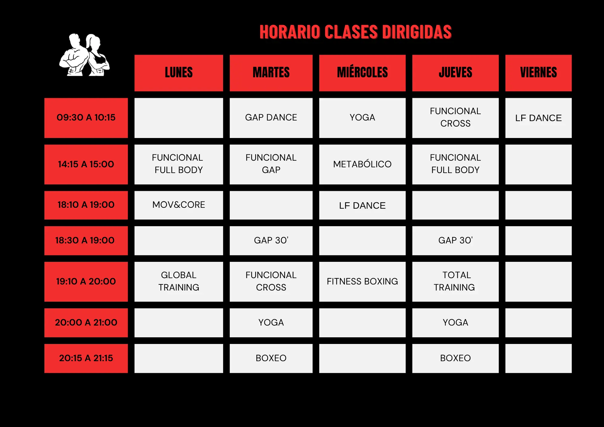 horario clases dirigidas mayo 26